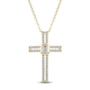 Thumbnail Image 1 of Emerald-Cut Diamond Bezel Cross Necklace 1/3 ct tw 10K Yellow Gold 18"