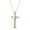 Thumbnail Image 1 of Emerald-Cut Diamond Bezel Cross Necklace 1/3 ct tw 10K Yellow Gold 18"