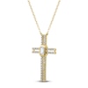 Thumbnail Image 2 of Emerald-Cut Diamond Bezel Cross Necklace 1/3 ct tw 10K Yellow Gold 18"
