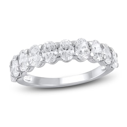 Lab-Grown Oval-Cut Diamond Anniversary Ring 2 ct tw 14K White Gold