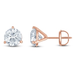 Certified Round-Cut Diamond Solitaire Stud Earrings 1-1/5 ct tw 18K Rose Gold (SI2/I)