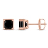 Thumbnail Image 1 of Princess-Cut Black Diamond Solitaire Stud Earrings 1/2 ct tw 14K Rose Gold