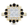 Thumbnail Image 3 of Pnina Tornai Princess-Cut Quad White Diamond & Black Diamond Halo Engagement Ring 1-3/4 ct tw 14K Yellow Gold