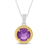 Thumbnail Image 1 of Natural Amethyst & White Lab-Created Sapphire Rope Twist Necklace Sterling Silver & 10K Yellow Gold 18"