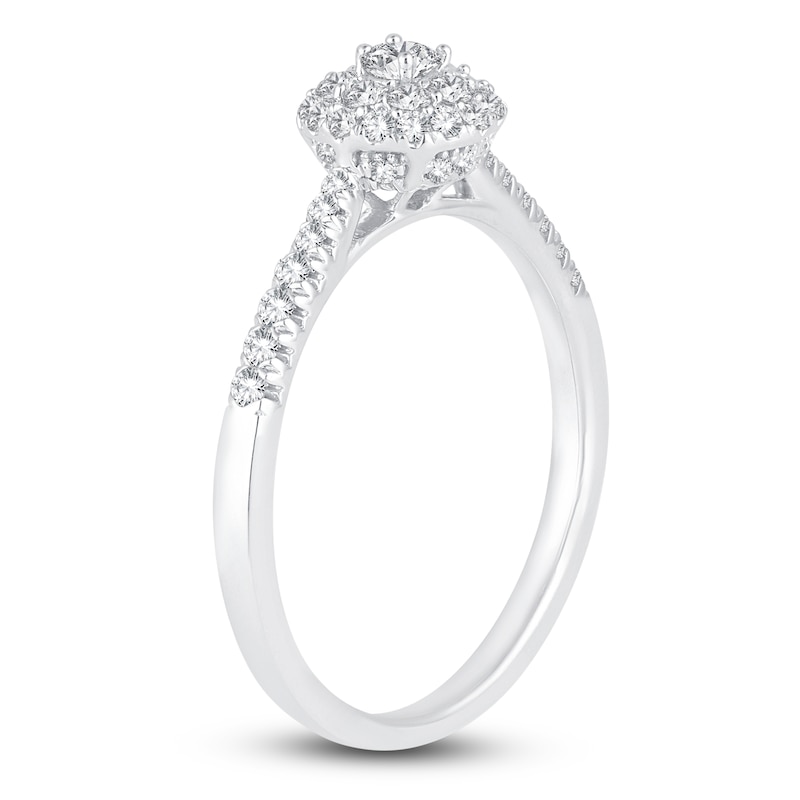 Main Image 2 of Diamond Double Halo Promise Ring 3/8 ct tw 10K White Gold