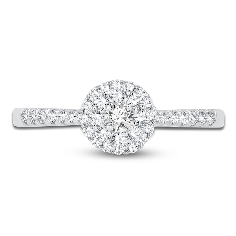 Main Image 3 of Diamond Double Halo Promise Ring 3/8 ct tw 10K White Gold