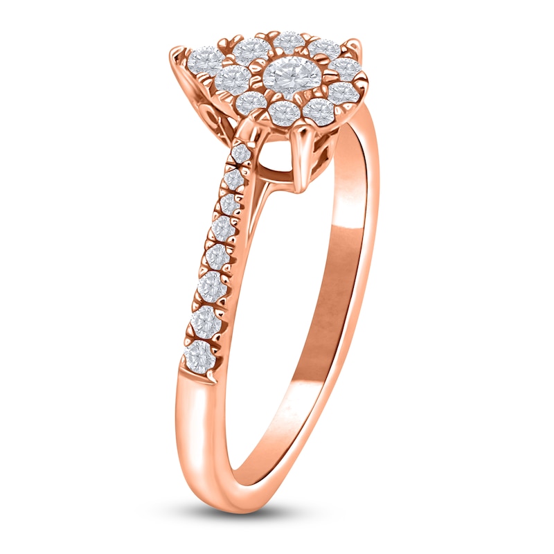 Main Image 2 of Multi-Diamond Pear-Shaped Promise Ring 1/3 ct tw 10K Rose Gold