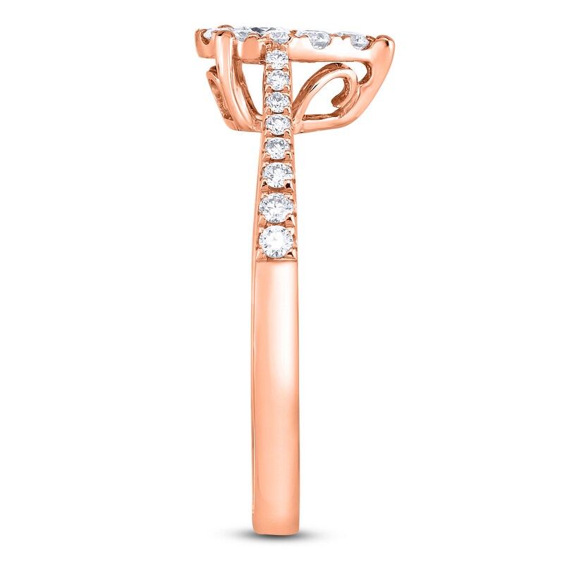 Main Image 3 of Multi-Diamond Pear-Shaped Promise Ring 1/3 ct tw 10K Rose Gold