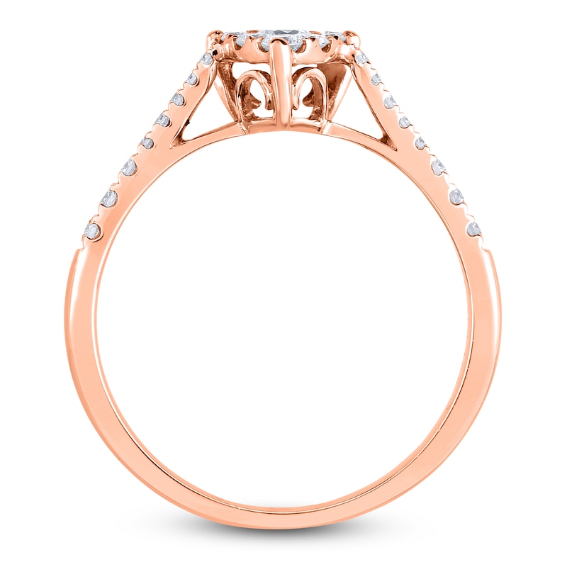 Main Image 4 of Multi-Diamond Pear-Shaped Promise Ring 1/3 ct tw 10K Rose Gold