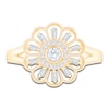 Thumbnail Image 3 of Vintage-Inspired Baguette & Round-Cut Diamond Flower Ring 1/4 ct tw 14K Yellow Gold