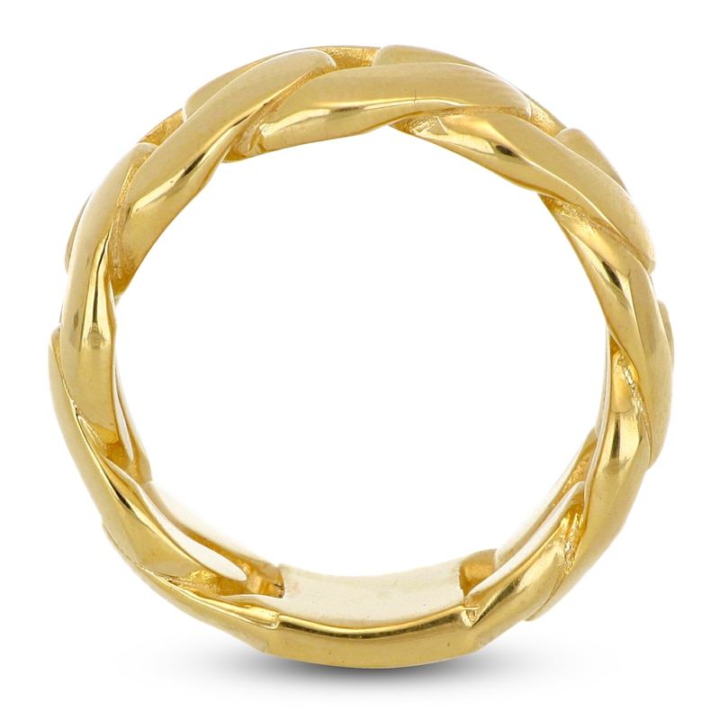 Main Image 3 of LUSSO by Italia D'Oro Men's Solid Curb Chain Link Ring 14K Yellow Gold