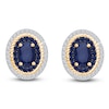 Thumbnail Image 1 of Kallati Oval-Cut Natural Blue Sapphire & Diamond Earrings 1/6 ct tw 14K Yellow Gold