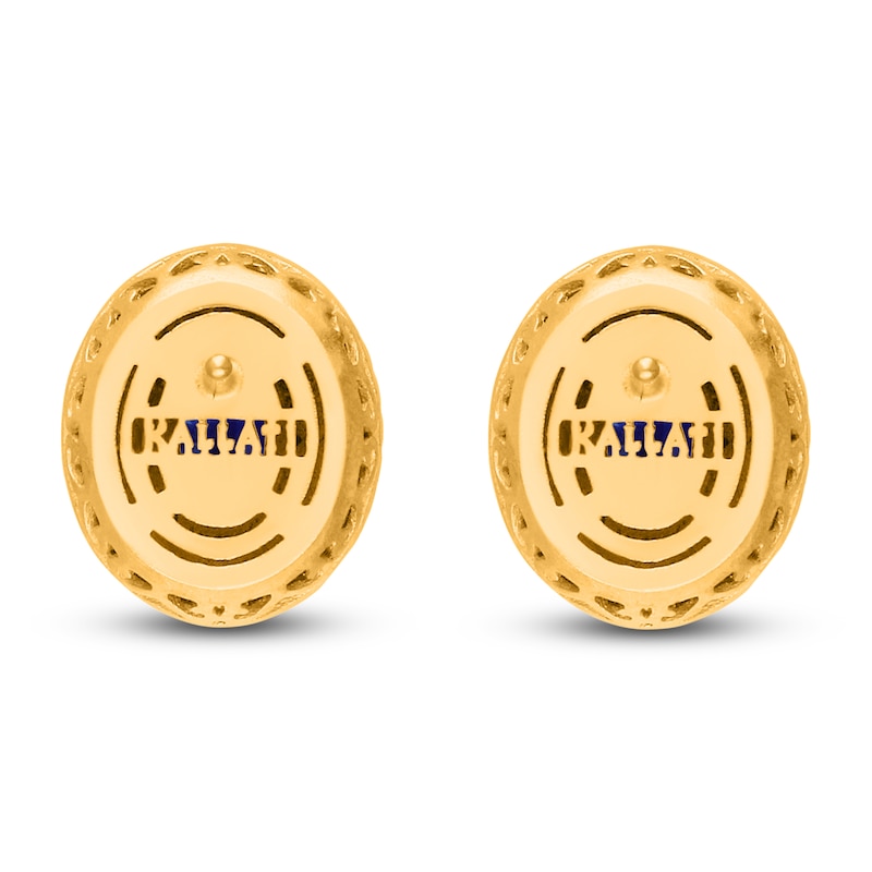 Main Image 3 of Kallati Oval-Cut Natural Blue Sapphire & Diamond Earrings 1/6 ct tw 14K Yellow Gold