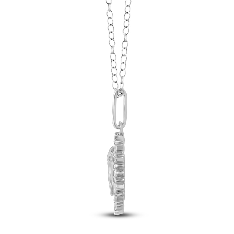 Main Image 3 of Diamond Angel Number 444 Medallion Necklace 1/4 ct tw Sterling Silver 18"