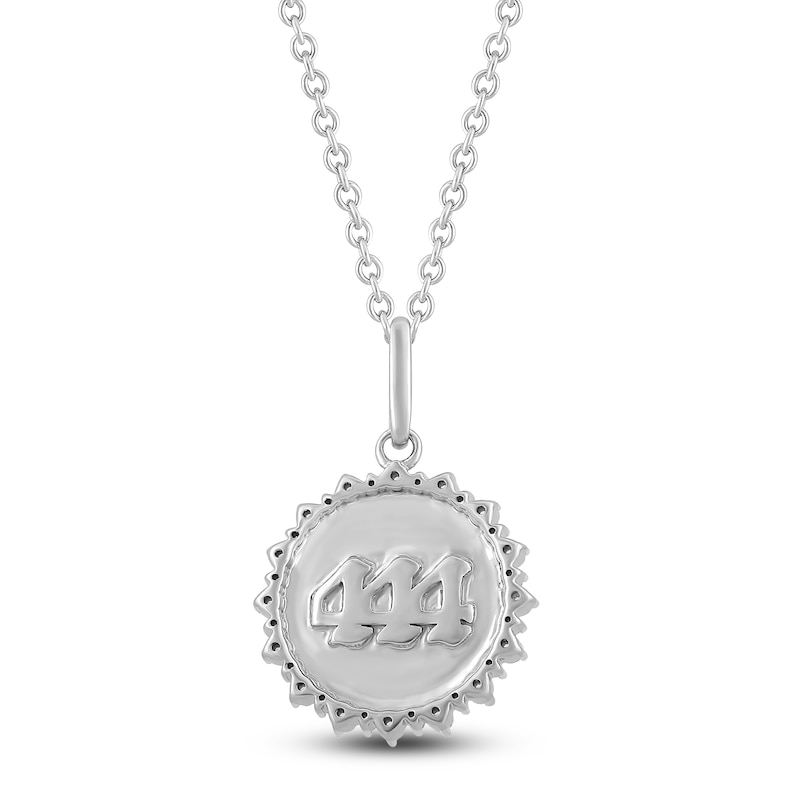 Main Image 4 of Diamond Angel Number 444 Medallion Necklace 1/4 ct tw Sterling Silver 18"