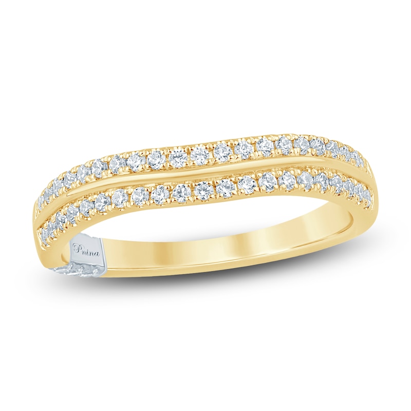 Main Image 1 of Pnina Tornai Diamond Two-Row Curved Wedding Band 1/3 ct tw 14K Yellow Gold