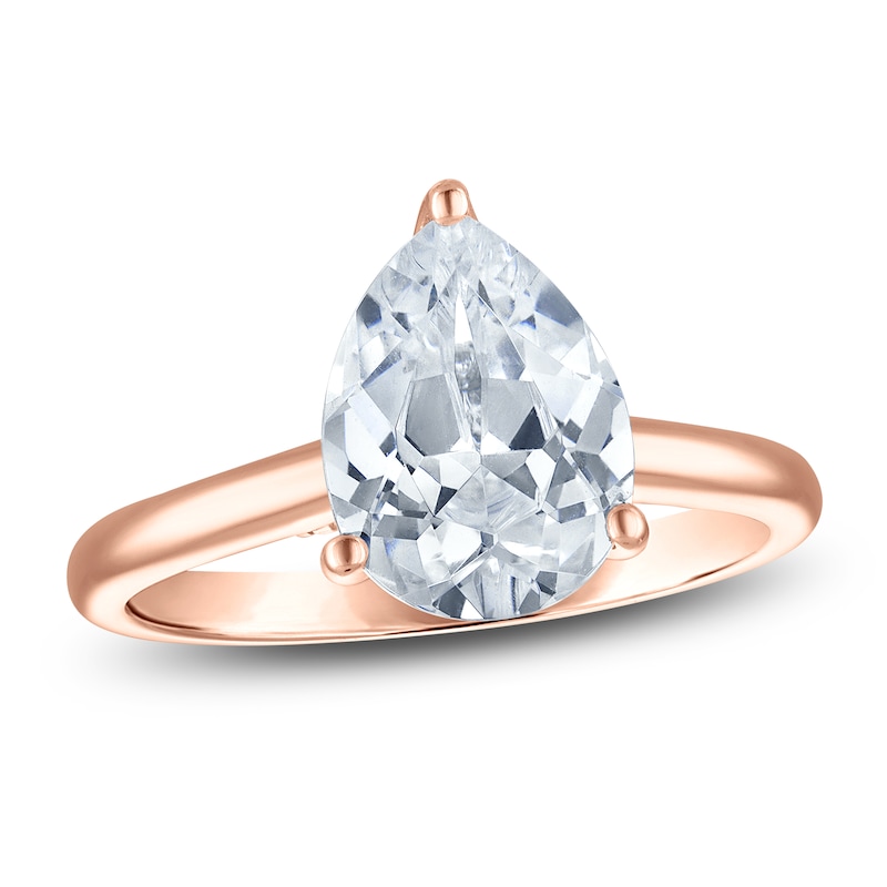Main Image 1 of Pear-Shaped Lab-Grown Diamond Solitaire Plus Engagement Ring 2-1/8 ct tw 18K Rose Gold (VS2/F)