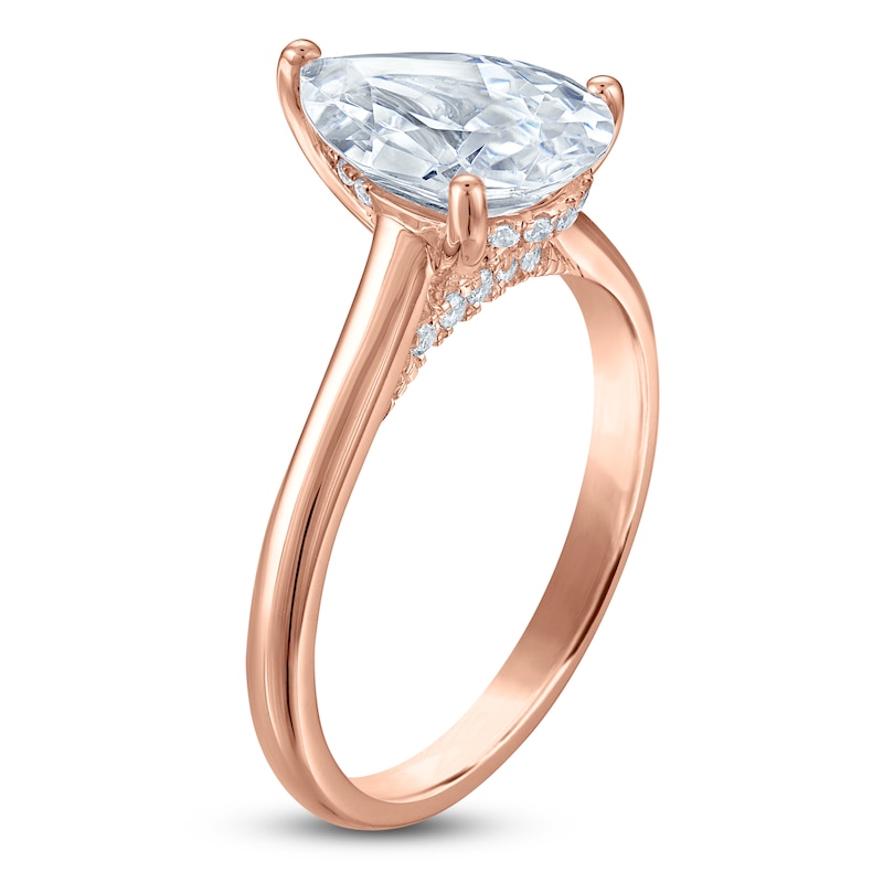 Main Image 2 of Pear-Shaped Lab-Grown Diamond Solitaire Plus Engagement Ring 2-1/8 ct tw 18K Rose Gold (VS2/F)