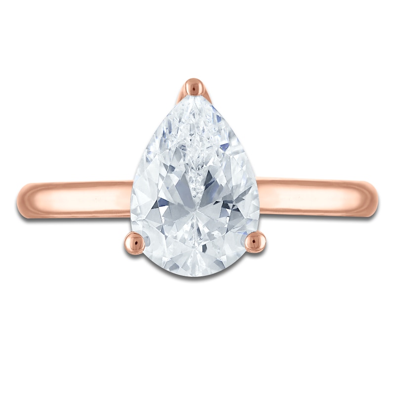 Main Image 3 of Pear-Shaped Lab-Grown Diamond Solitaire Plus Engagement Ring 2-1/8 ct tw 18K Rose Gold (VS2/F)