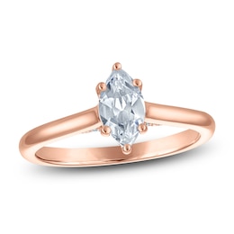 Marquise-Cut Lab-Grown Diamond Solitaire Plus Engagement Ring 7/8 ct tw 18K Rose Gold (VS2/F)