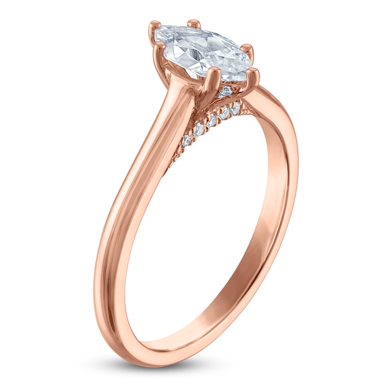 Main Image 2 of Marquise-Cut Lab-Grown Diamond Solitaire Plus Engagement Ring 7/8 ct tw 18K Rose Gold (VS2/F)
