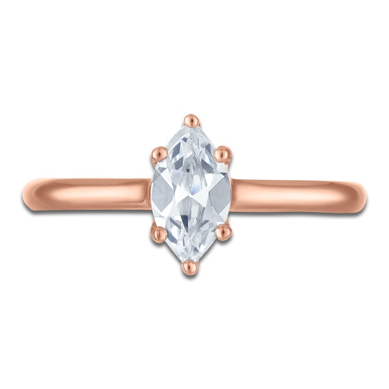 Main Image 3 of Marquise-Cut Lab-Grown Diamond Solitaire Plus Engagement Ring 7/8 ct tw 18K Rose Gold (VS2/F)