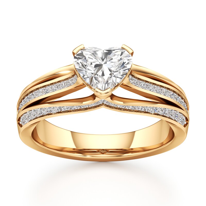 Main Image 1 of J'Lure Lab-Grown Diamond Heart Brilliant-Cut Engagement Ring 1-3/8 ct tw 18K Yellow Gold