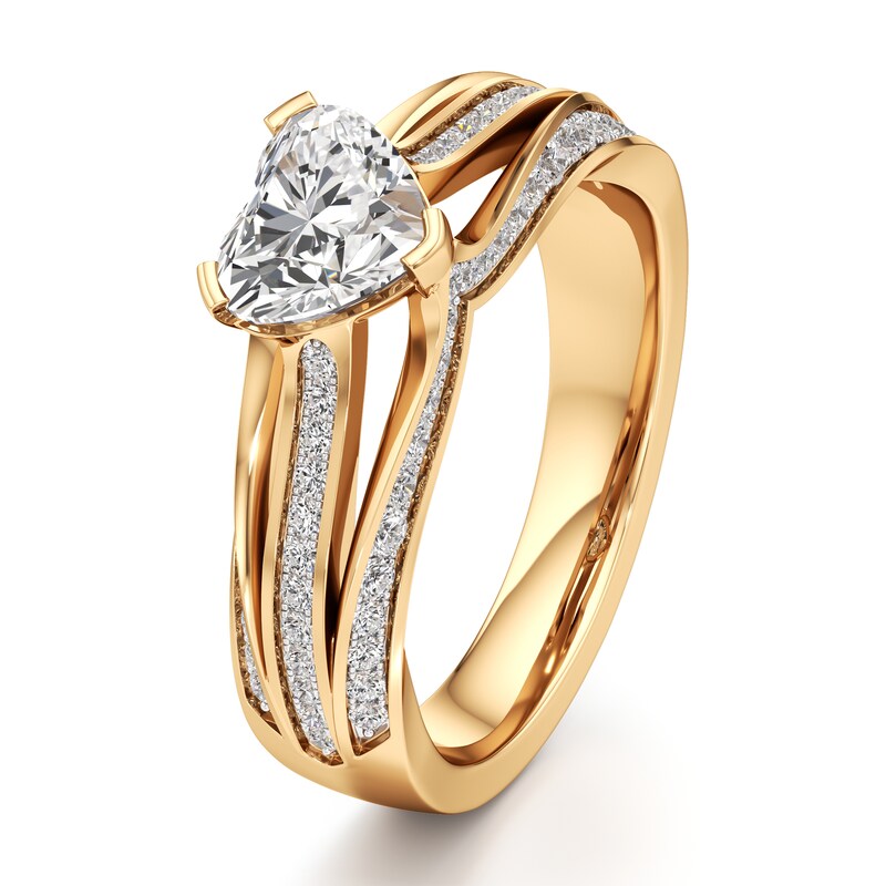 Main Image 4 of J'Lure Lab-Grown Diamond Heart Brilliant-Cut Engagement Ring 1-3/8 ct tw 18K Yellow Gold