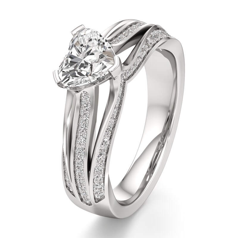 Main Image 4 of J'Lure Lab-Grown Diamond Heart Brilliant-Cut Engagement Ring 1-3/8 ct tw 18K White Gold