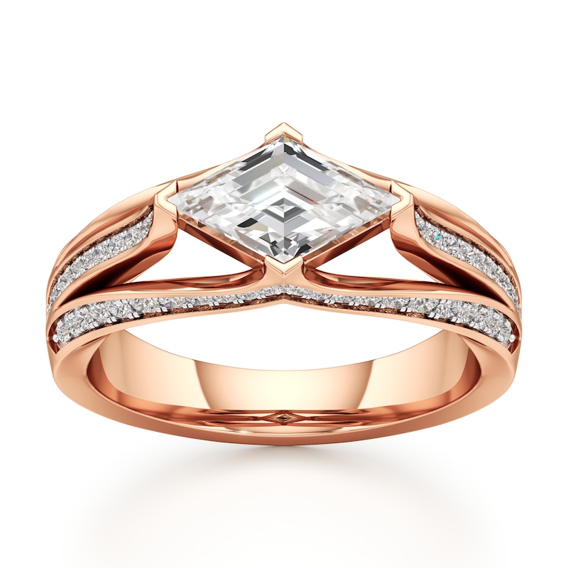 Main Image 1 of J'Lure Lab-Grown Diamond Lozenge Step-Cut Engagement Ring 1-3/8 ct tw 18K Rose Gold