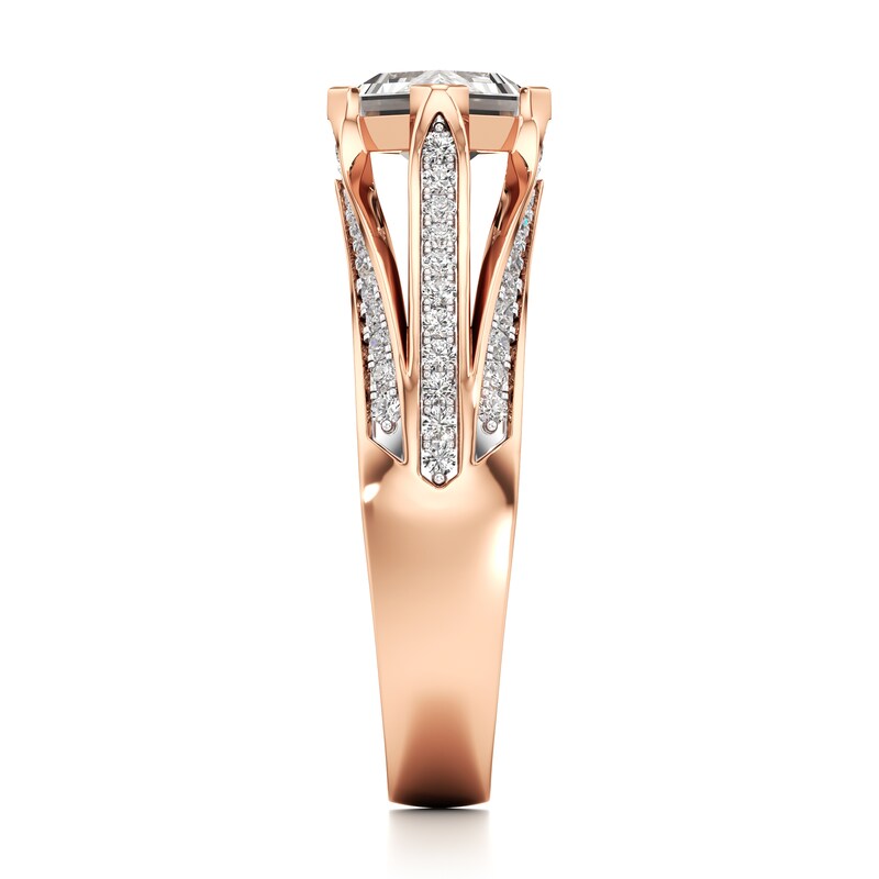 Main Image 3 of J'Lure Lab-Grown Diamond Lozenge Step-Cut Engagement Ring 1-3/8 ct tw 18K Rose Gold