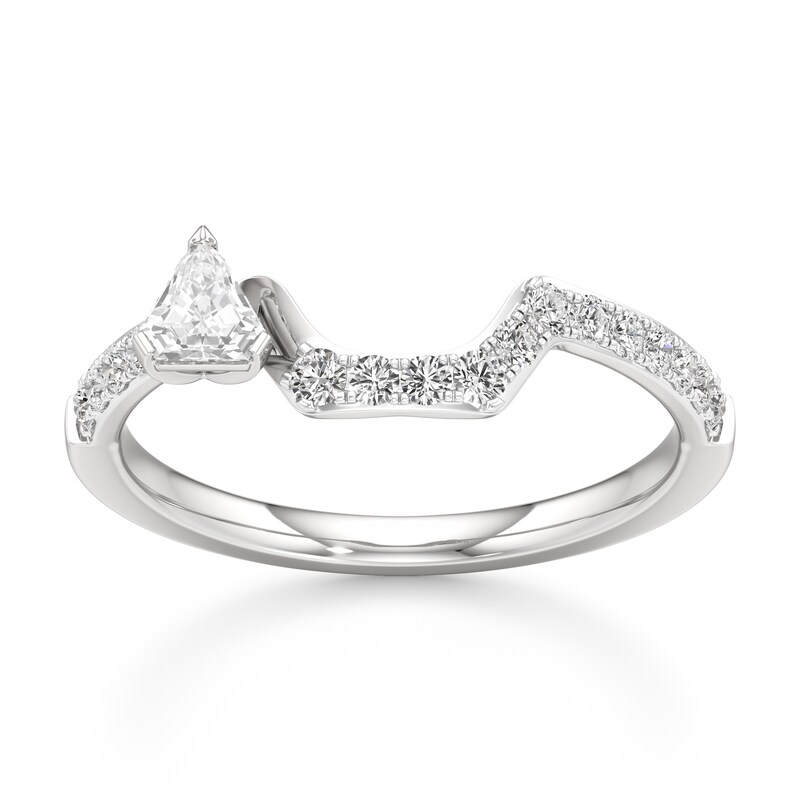 Main Image 1 of J'Lure Shield Step-Cut Lab-Grown Diamond Contour Wedding Band 3/8 ct tw 18K White Gold