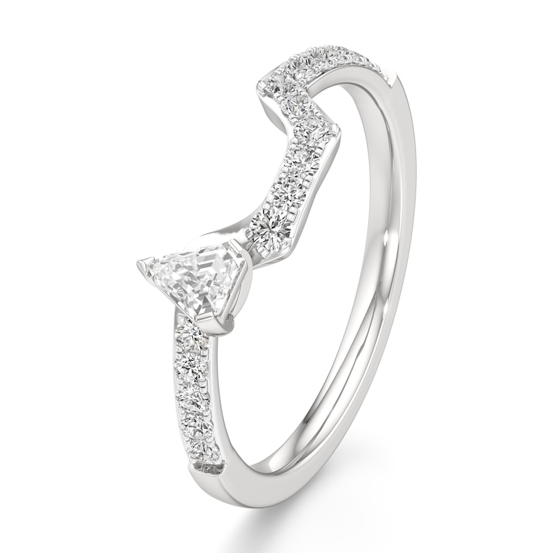 Main Image 4 of J'Lure Shield Step-Cut Lab-Grown Diamond Contour Wedding Band 3/8 ct tw 18K White Gold