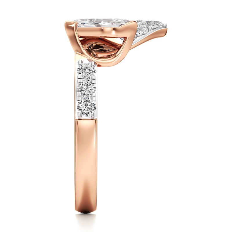 Main Image 3 of J'Lure Leaf Step-Cut Lab-Grown Diamond Contour Wedding Band 5/8 ct tw 18K Rose Gold