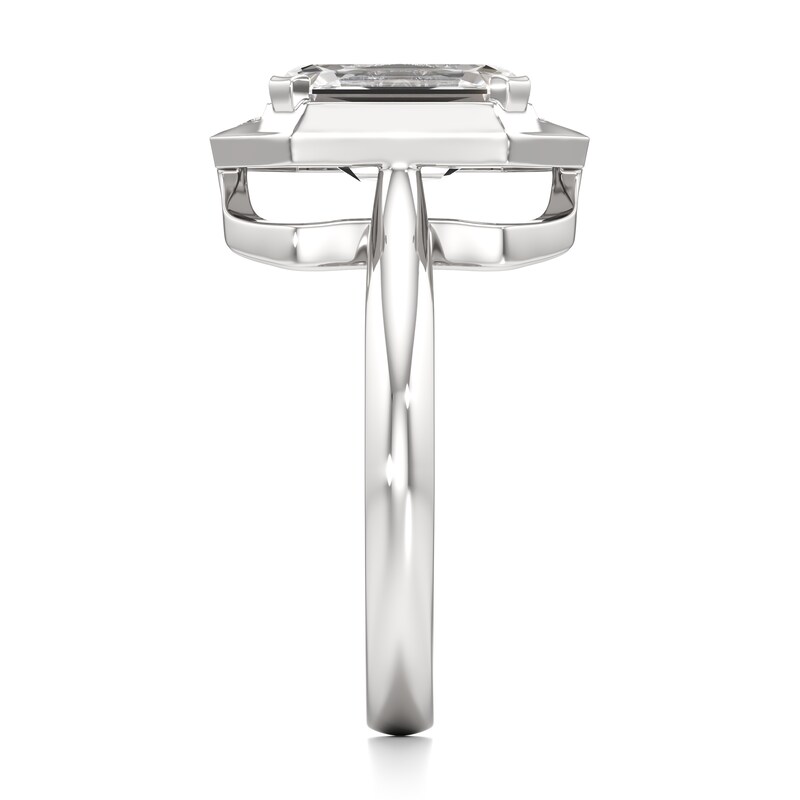 Main Image 3 of J'Lure Imperial-Emerald Step-Cut Lab-Created Diamond Half-Halo Engagement Ring 3-1/6 ct tw 18K White Gold