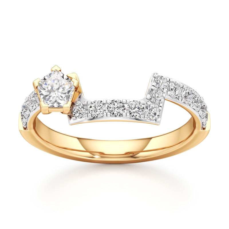 Main Image 1 of J'Lure Pentagon Brilliant-Cut Lab-Grown Diamond Contour Wedding Band 3/4 ct tw 18K Yellow Gold