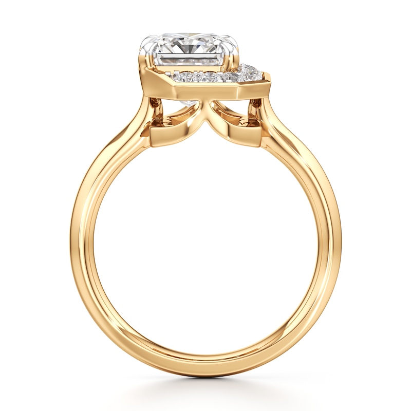 Main Image 2 of J'Lure Radiant Brilliant-Cut Lab-Grown Diamond Half-Halo Engagement Ring 3-1/6 ct tw 18K Yellow Gold