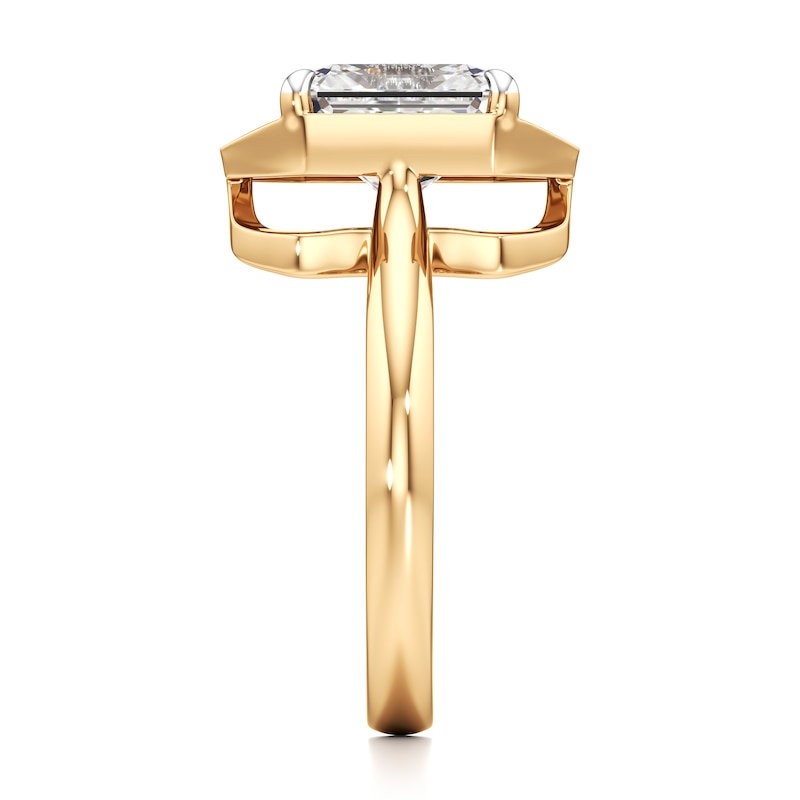 Main Image 3 of J'Lure Radiant Brilliant-Cut Lab-Grown Diamond Half-Halo Engagement Ring 3-1/6 ct tw 18K Yellow Gold