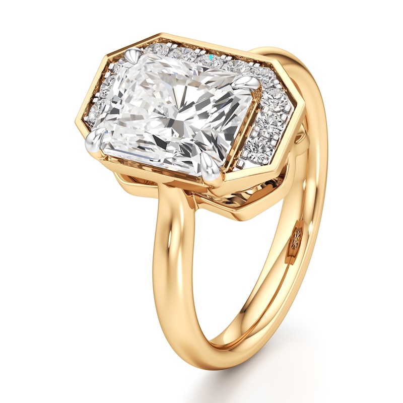Main Image 4 of J'Lure Radiant Brilliant-Cut Lab-Grown Diamond Half-Halo Engagement Ring 3-1/6 ct tw 18K Yellow Gold