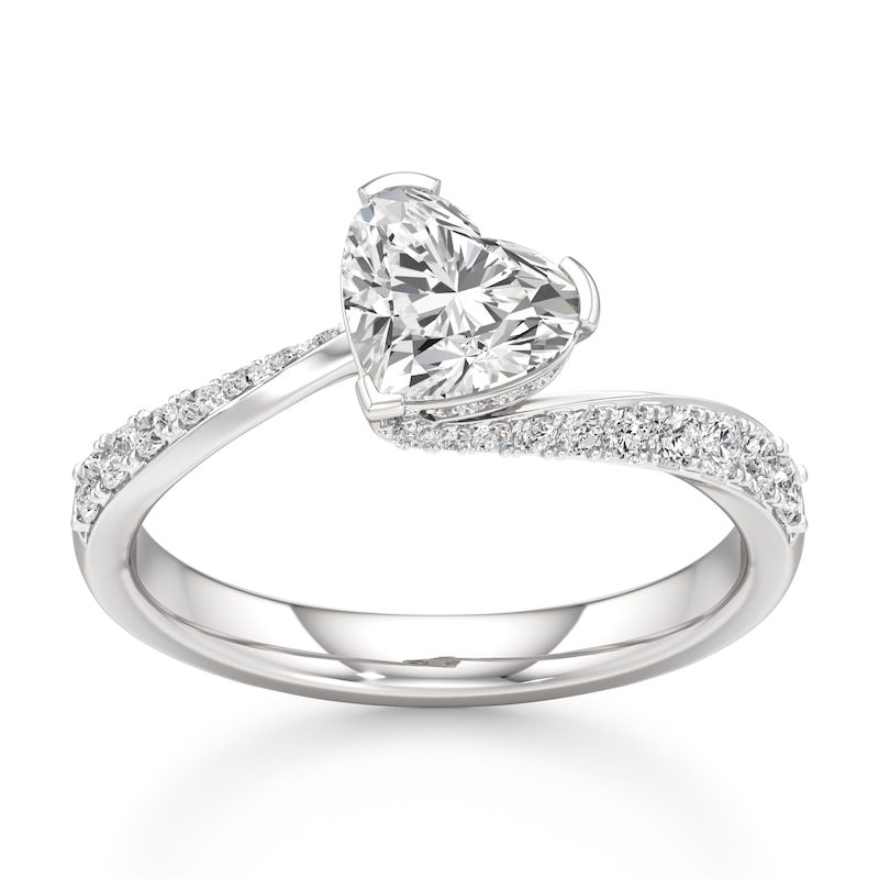 Main Image 1 of J'Lure Heart Brilliant-Cut Lab-Grown Diamond Bypass Engagement Ring 1-1/3 ct tw 18K White Gold