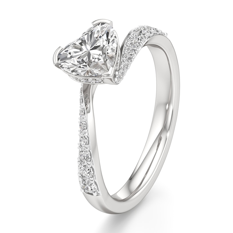 Main Image 4 of J'Lure Heart Brilliant-Cut Lab-Grown Diamond Bypass Engagement Ring 1-1/3 ct tw 18K White Gold