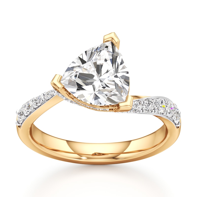 Main Image 1 of J'Lure Trillion Curved Brilliant-Cut Lab-Grown Diamond Bypass Engagement Ring 2-1/4 ct tw 18K Yellow Gold