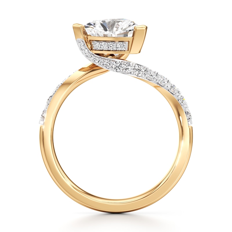 Main Image 2 of J'Lure Trillion Curved Brilliant-Cut Lab-Grown Diamond Bypass Engagement Ring 2-1/4 ct tw 18K Yellow Gold