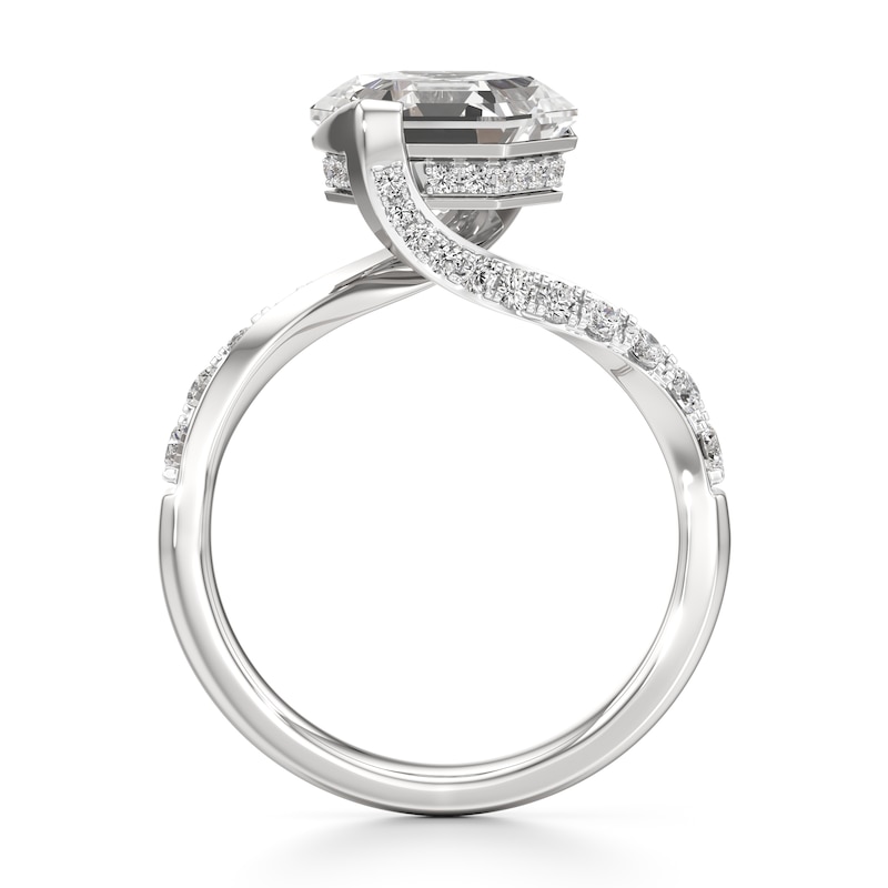 Main Image 2 of J'Lure Hexagon Step-Cut Lab-Created Diamond Bypass Engagement Ring 3-3/8 ct tw 18K White Gold