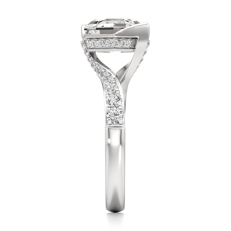 Main Image 3 of J'Lure Hexagon Step-Cut Lab-Created Diamond Bypass Engagement Ring 3-3/8 ct tw 18K White Gold