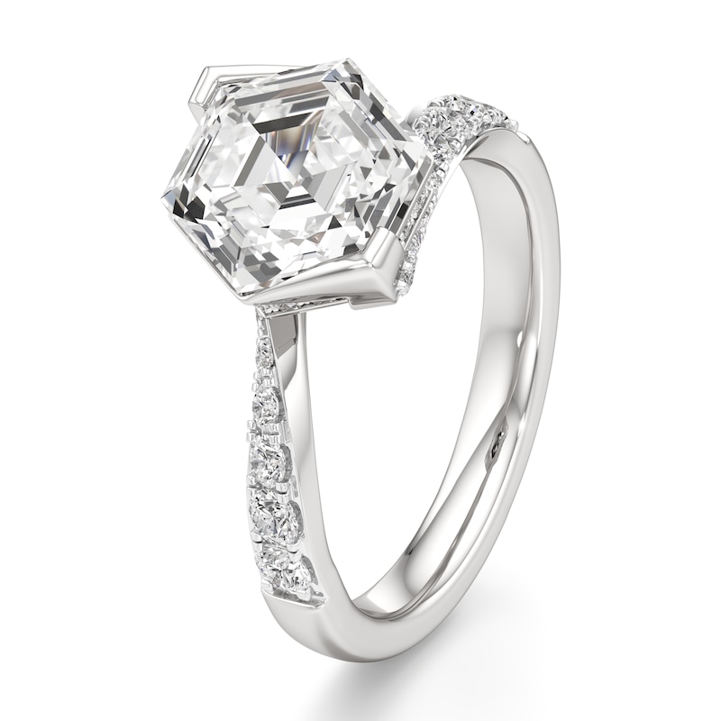 Main Image 4 of J'Lure Hexagon Step-Cut Lab-Created Diamond Bypass Engagement Ring 3-3/8 ct tw 18K White Gold