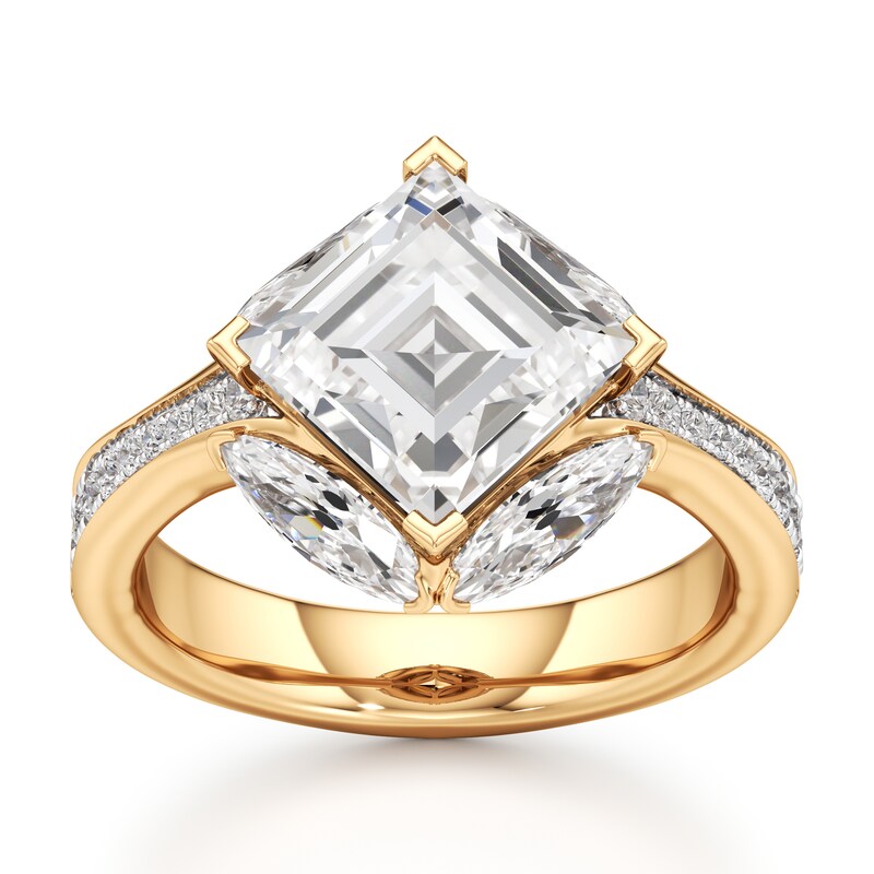 Main Image 1 of J'Lure Carre Step-Cut Lab-Created Diamond Engagement Ring 4-1/2 ct tw 18K Yellow Gold