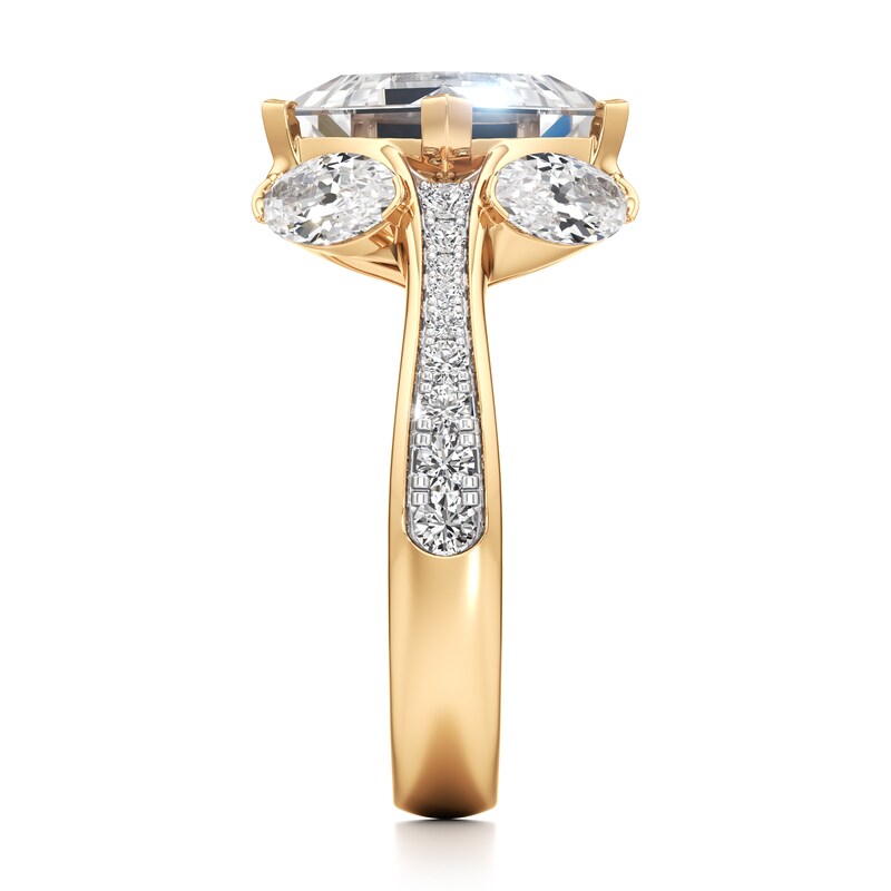 Main Image 3 of J'Lure Carre Step-Cut Lab-Created Diamond Engagement Ring 4-1/2 ct tw 18K Yellow Gold