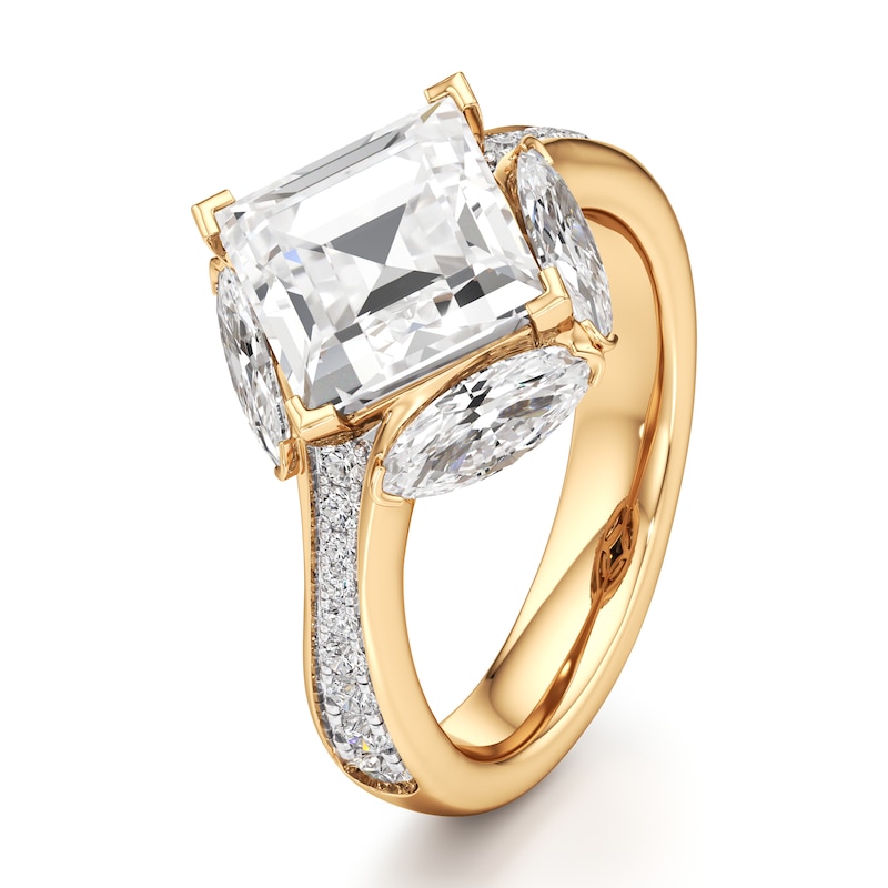 Main Image 4 of J'Lure Carre Step-Cut Lab-Created Diamond Engagement Ring 4-1/2 ct tw 18K Yellow Gold