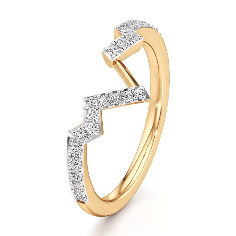 Main Image 4 of J'Lure Lab-Grown Diamond Angled Contour Wedding Band 1/4 ct tw 18K Yellow Gold